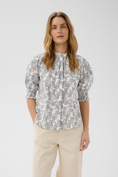 Part Two Almeras Blouse, Dark Navy Leaf Print