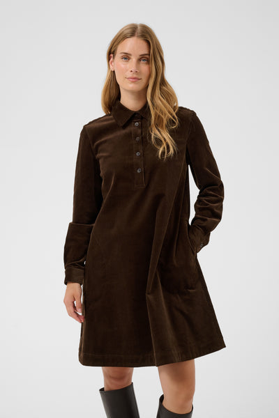 Part Two Corintha Corduroy Dress, Mole Brown