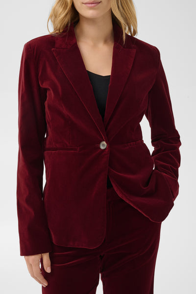 PART TWO Dahlia Velvet Blazer, Biking Red