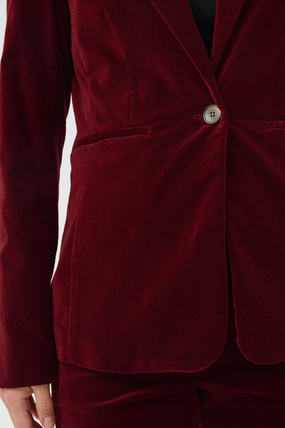 PART TWO Dahlia Velvet Blazer, Biking Red