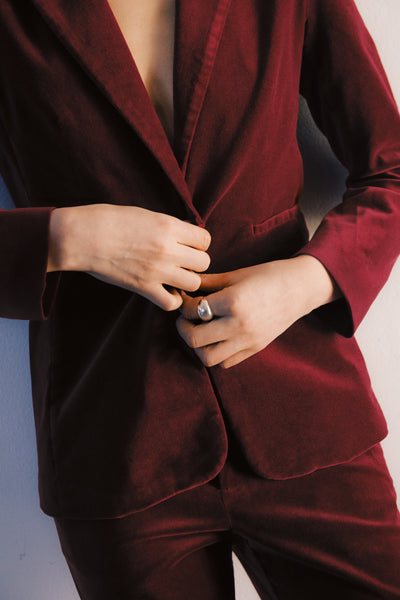 PART TWO Dahlia Velvet Blazer, Biking Red
