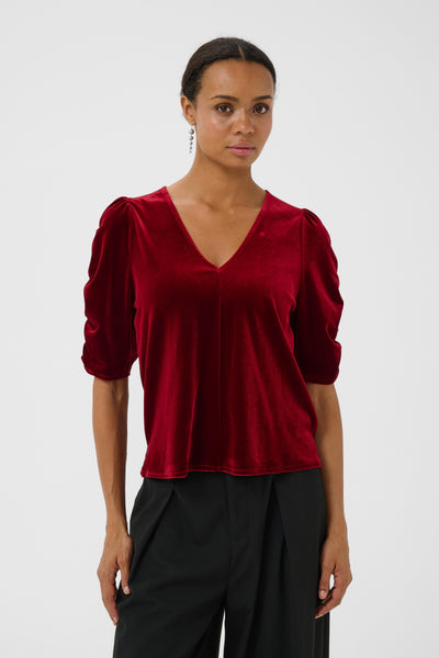 Part Two Valeriia Velvet Top, Biking Red