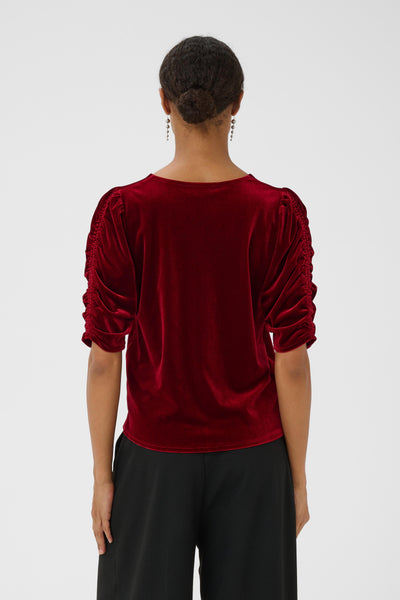 Part Two Valeriia Velvet Top, Biking Red