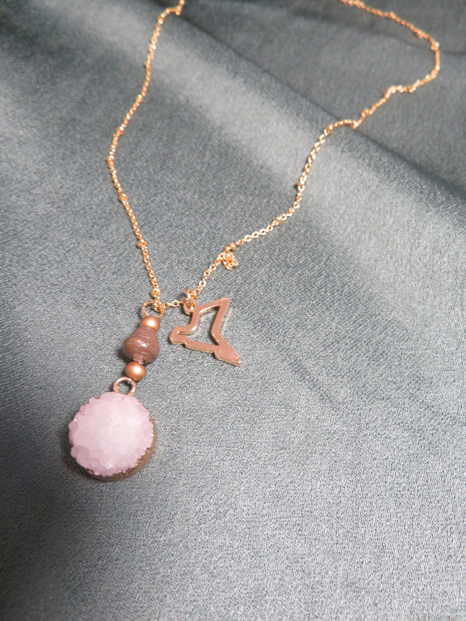 Paperchain Rosie Pendant and Dove Necklace, Mocha
