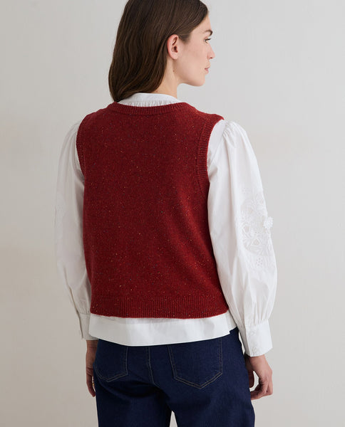 Yerse Tweed Vest, Red
