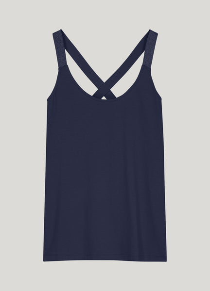 SUMMUM Crossbody Vest Top, Navy