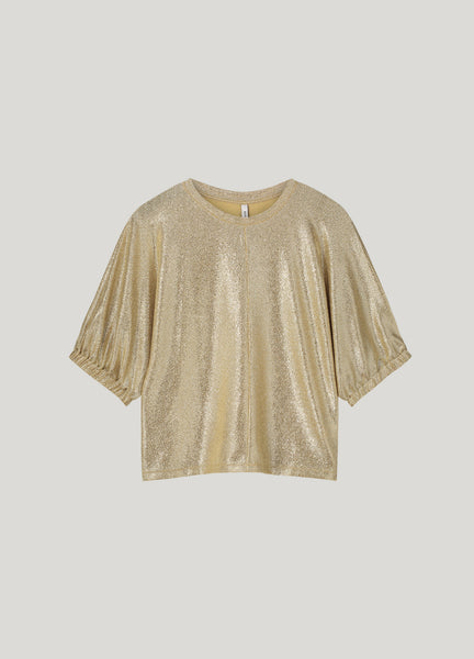 SUMMUM Batwing Metallic Top, Soft Carmel