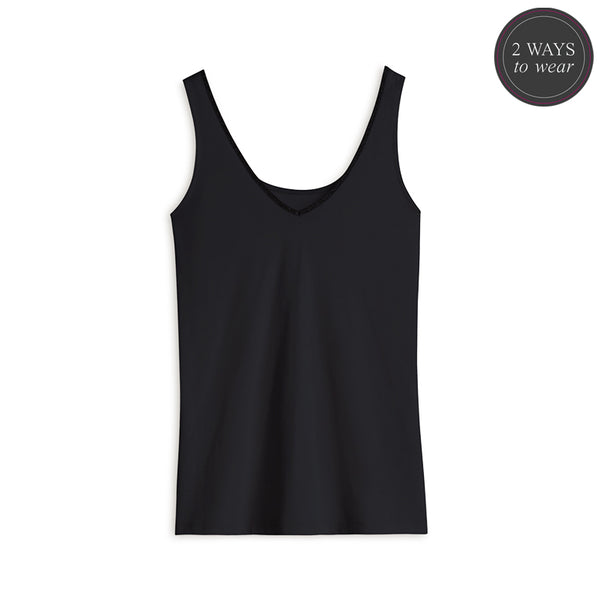 SUMMUM Reversible 2WayTank Top, Black with gold trim