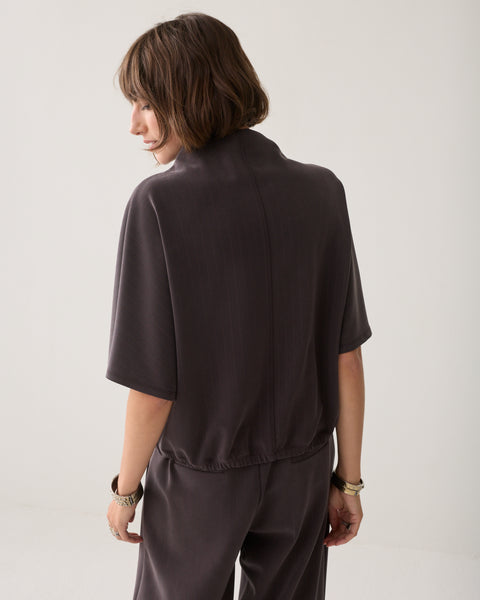 Summum Sleeveless Scuba Top, Dark Chocolate Pin Stripe
