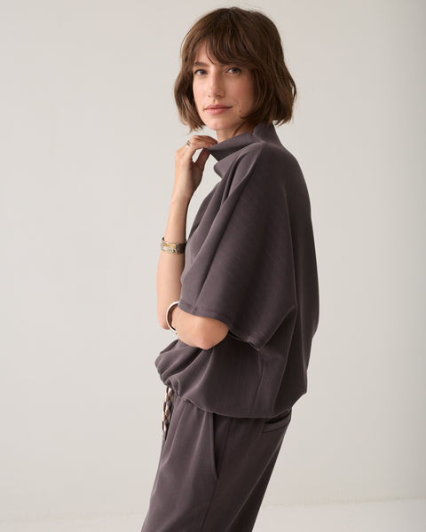 Summum Sleeveless Scuba Top, Dark Chocolate Pin Stripe