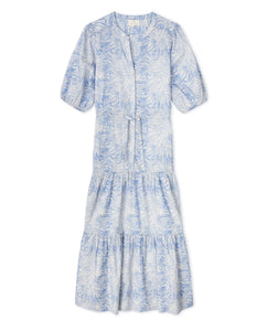 Yerse Organic Cotton Printed Dress, Sky Blue