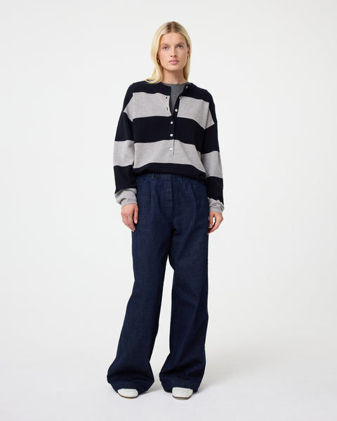 Knit-Ted Dylan Pullover, Night Blue Grey Stripe