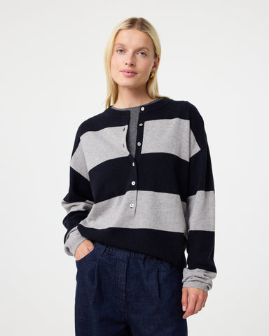 Knit-Ted Dylan Pullover, Night Blue Grey Stripe