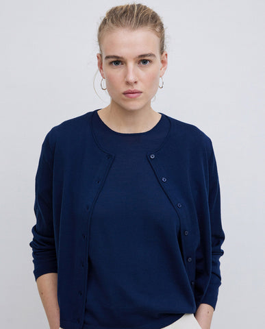 Yerse Merino Wool Cardigan, Maria Navy