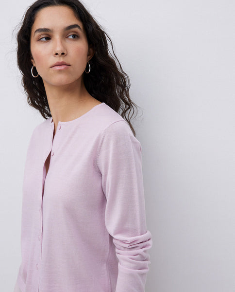 Yerse Merino Wool Cardigan, Maria, Pale Pink