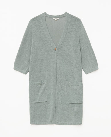 YERSE Lima Linen Blend,Short Sleeved, Cardigan, Light Green