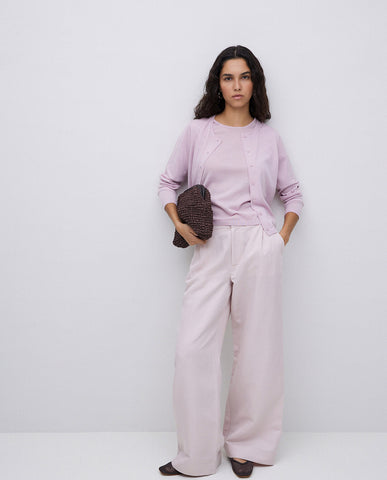 YERSE Linen Blend Faro Trousers, Pink