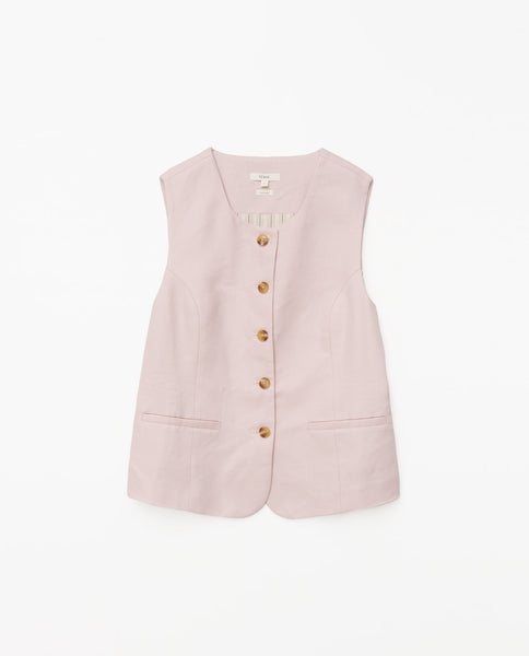 YERSE Linen Blend Faro Waistcoat, Pink