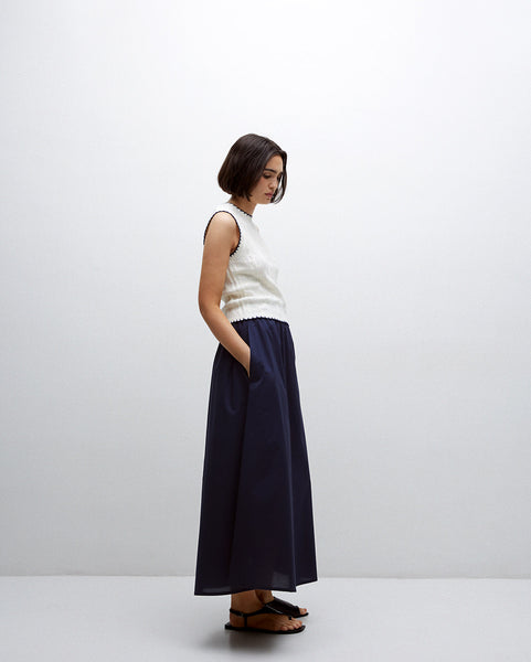 Yerse Conan Cotton Skirt, Navy