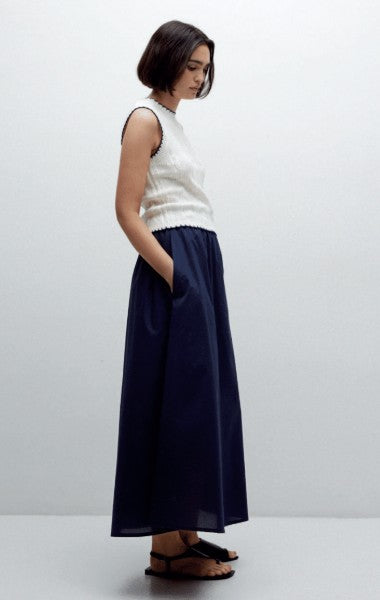 Yerse Conan Cotton Skirt, Navy