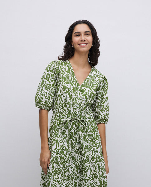 Yerse Organic Cotton Dress, Anemone Green