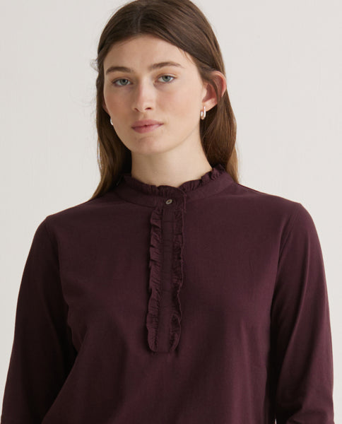 Yerse Ruffles Aubergine T-shirt.