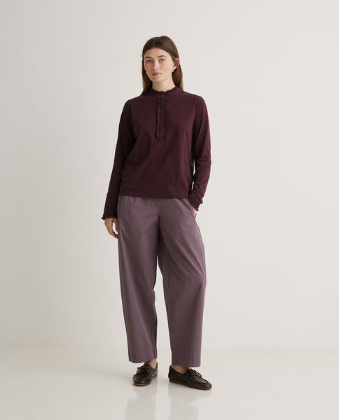 Yerse Ruffles Aubergine T-shirt.