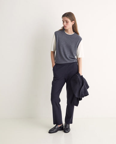 Yerse Jersey Trouser, Navy Check