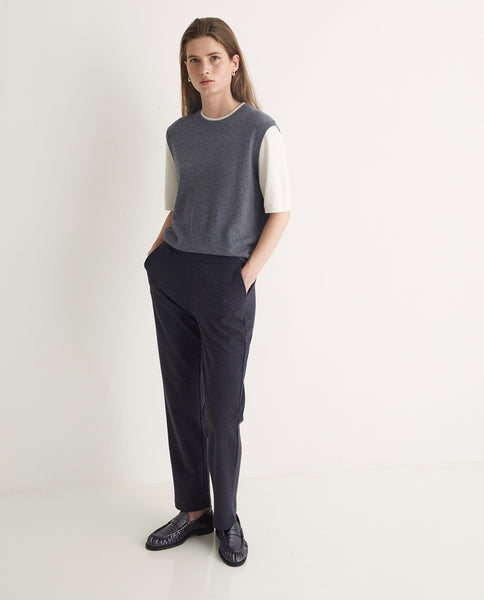 Yerse Jersey Trouser, Navy Check