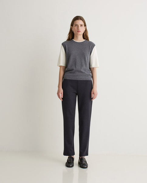 Yerse Jersey Trouser, Navy Check