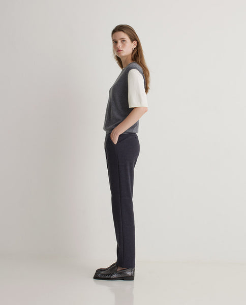 Yerse Jersey Trouser, Navy Check