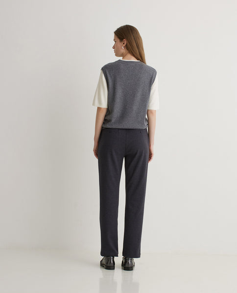 Yerse Jersey Trouser, Navy Check