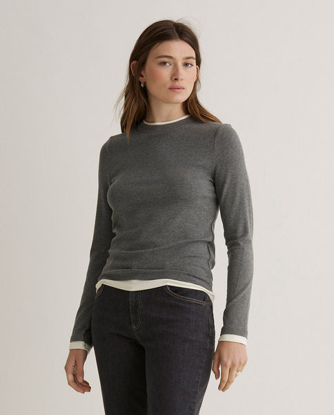 Yerse T-Shirt, Grey and cream