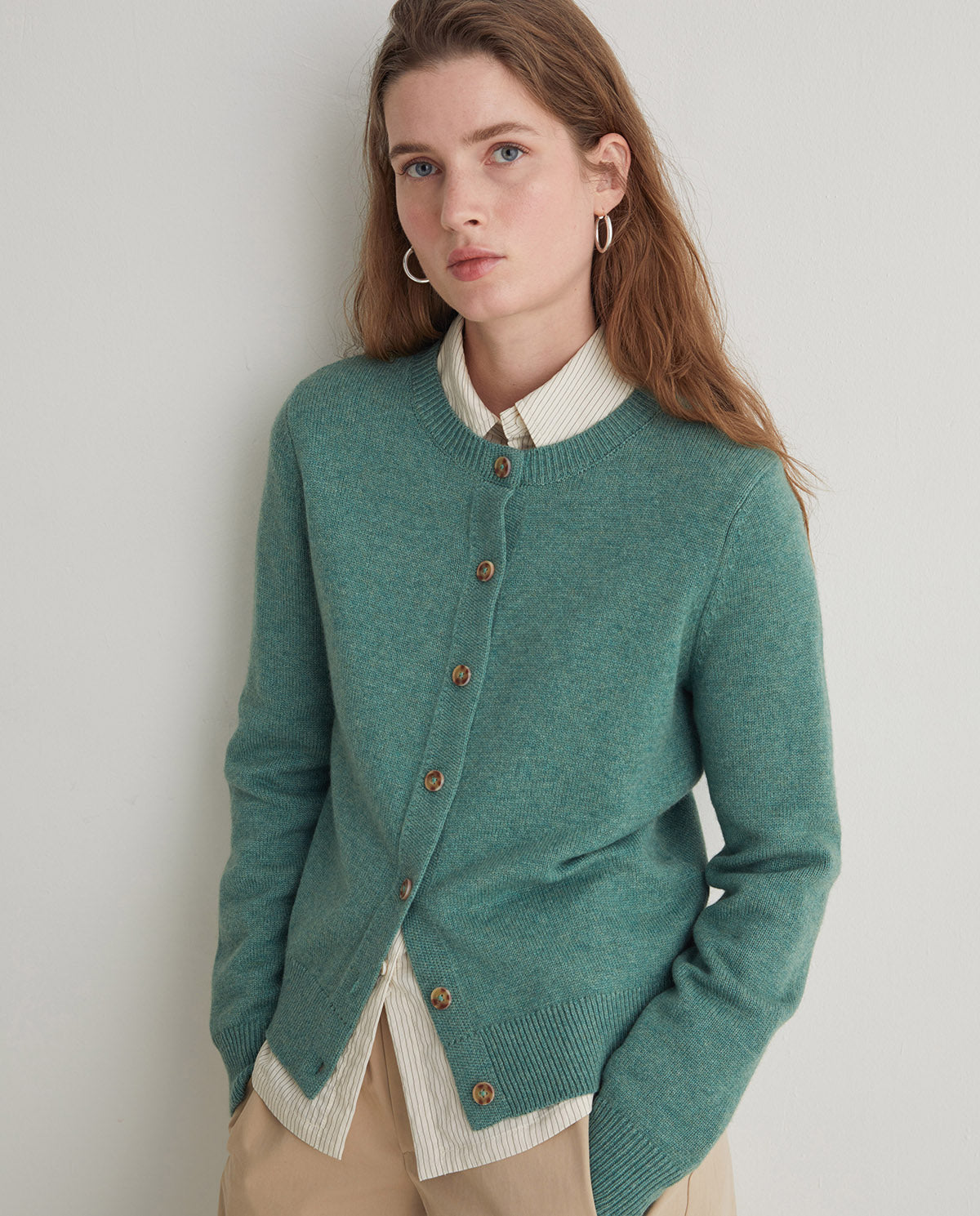 Yerse Cashmere Blend Cardigan, Green