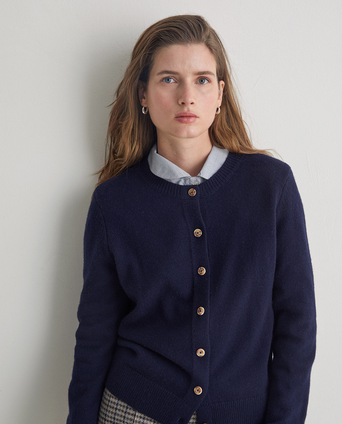 Yerse Cashmere Blend Cardigan, Navy