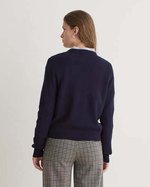 Yerse Cashmere Blend Cardigan, Navy
