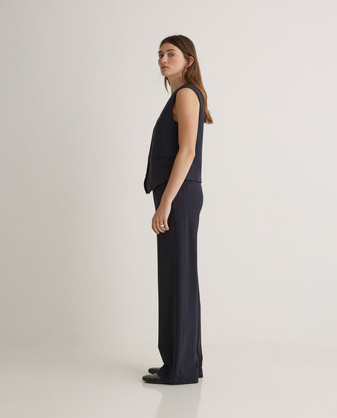 Yerse Trousers, Navy Pin Stripe