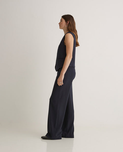 Yerse Trousers, Navy Pin Stripe