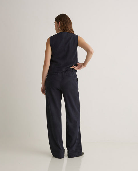 Yerse Trousers, Navy Pin Stripe