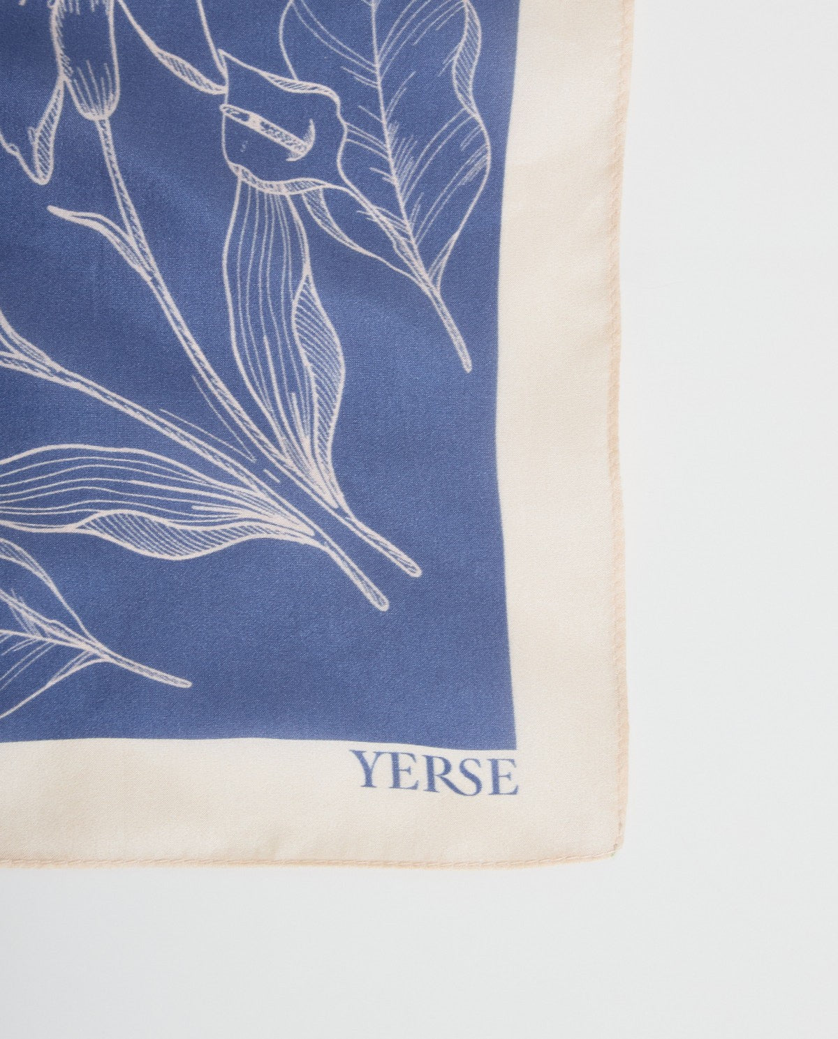 Yerse Silk Scarf, Blue Print