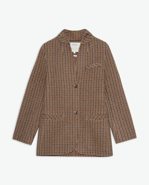 Yerse Handmade Houndstooth Wool Blend Blazer