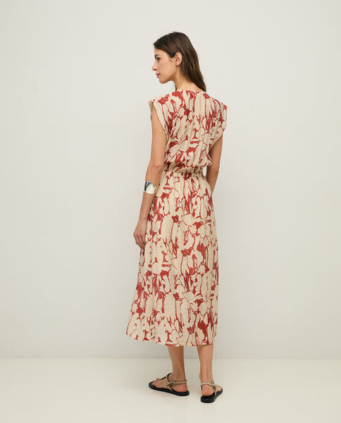 Yerse Dress, Red/Beige