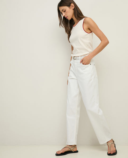 Yerse Cotton Denim Jeans, White