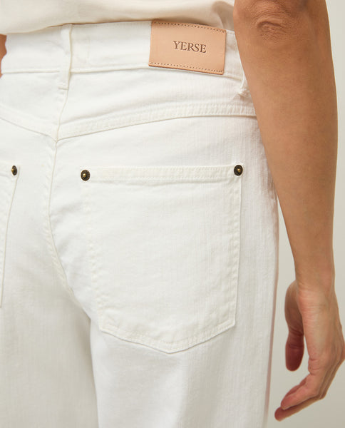 Yerse Cotton Denim Jeans, White