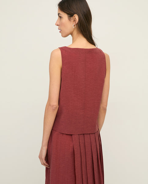 Yerse Sleeveless Top, Terracotta - Flax In Bloom
