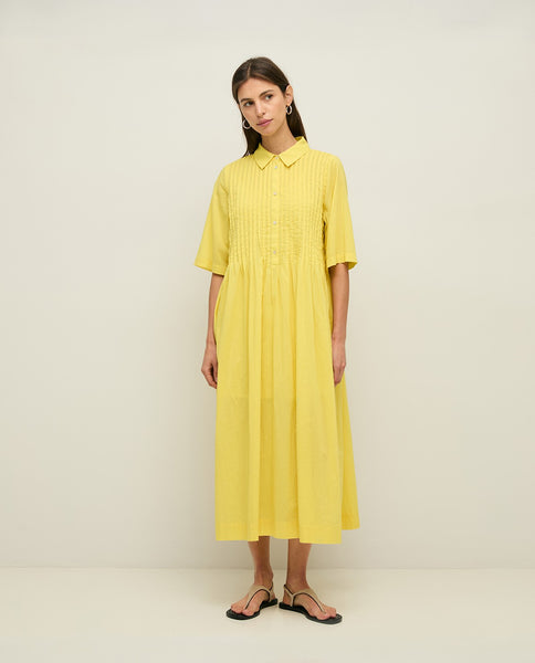Yerse Organic Cotton Shirt Dress, Tropical Yellow
