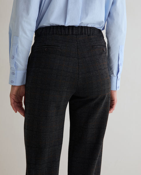 Yerse Jacquard Check Trousers, Anthracite Grey