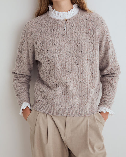 Yerse Wool Blend Cable Knit, Natural