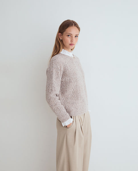 Yerse Wool Blend Cable Knit, Natural