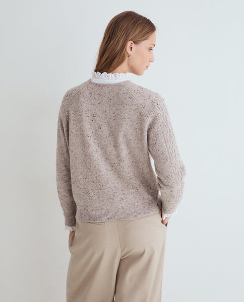 Yerse Wool Blend Cable Knit, Natural